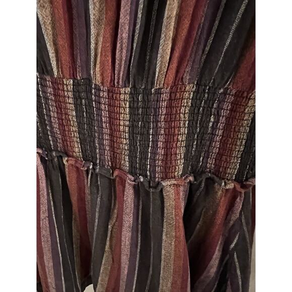 Rails Lucca Brava Stripe Mini Dress Smocked V-Neck Linen Blend Size M - Picture 4 of 9